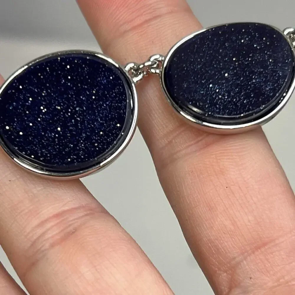 Ballet Silver Tone Blue Goldstone Statement Necklace | Celestial Sparkle | NWT